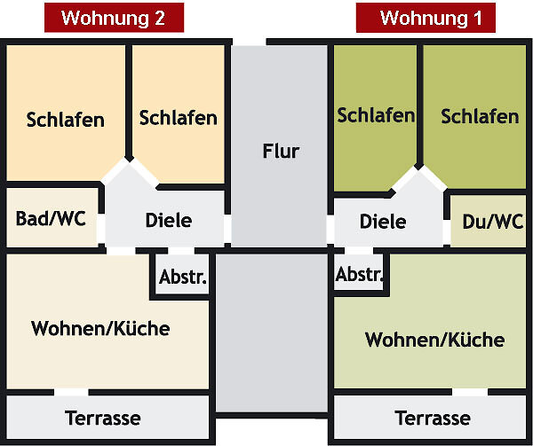 Grundriss-Skizze - Ferienwohnung 1 und 2